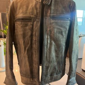 Men's Classic Leather Field Jacket - Black